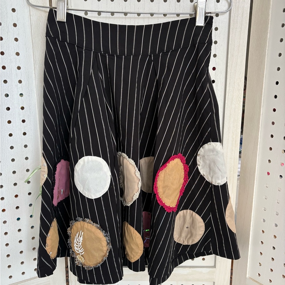 Ariella Black Skirt with Colorful Circle Accents